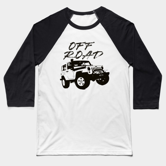 Jeep Wrangler Off Road Baseball T-Shirt by JDMzone